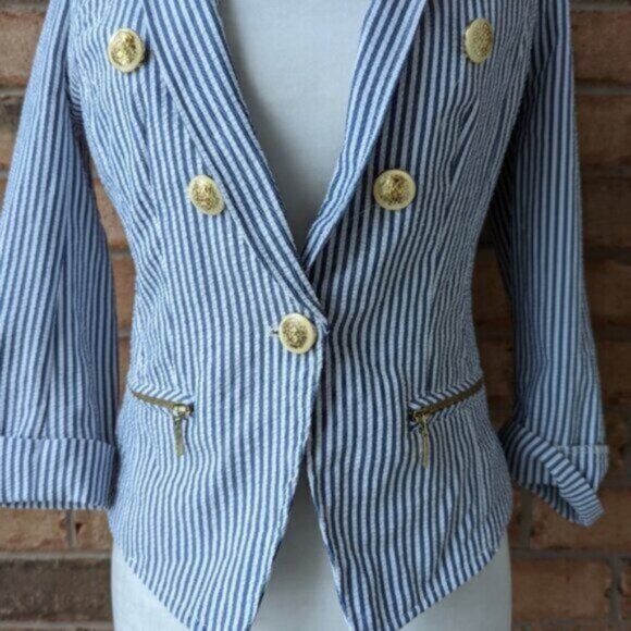 Dynamite seersucker striped blazer jacket - Picture 2 of 7